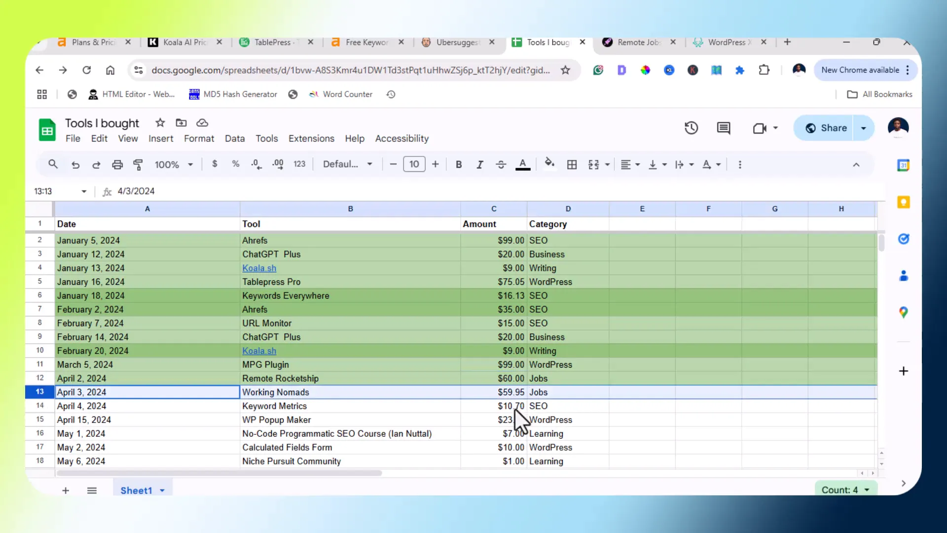 Working Nomads job listings